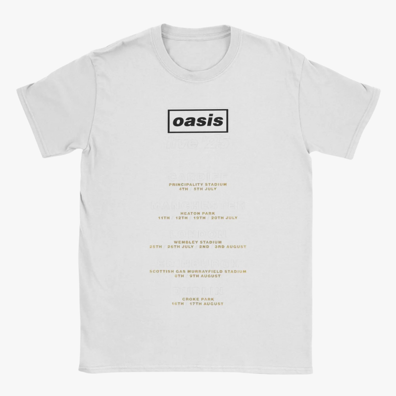 Oasis Live 25 City Names Tour Date T-Shirt