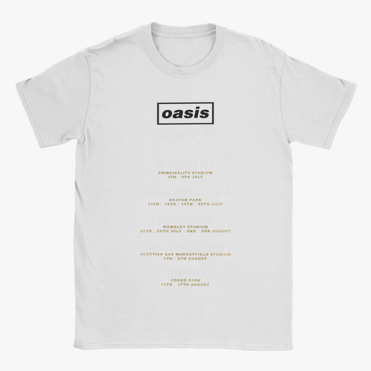 Oasis Live 25 City Names Tour Date T-Shirt