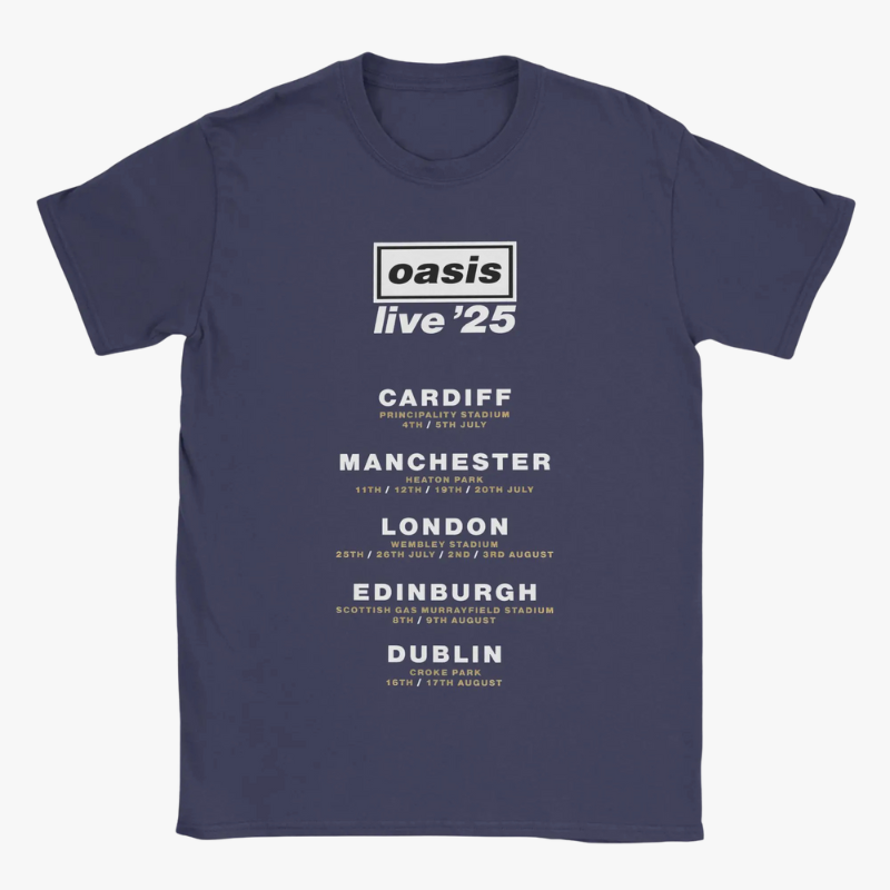 Oasis Live 25 City Names Tour Date T-Shirt