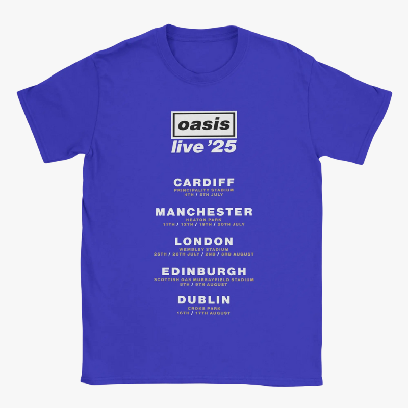 Oasis Live 25 City Names Tour Date T-Shirt