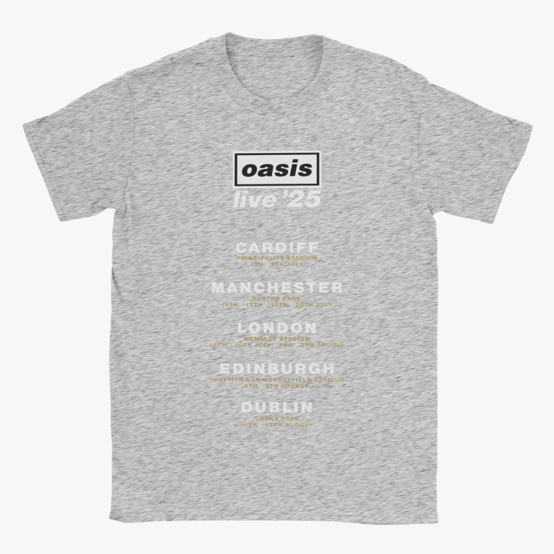 Oasis Live 25 City Names Tour Date T-Shirt